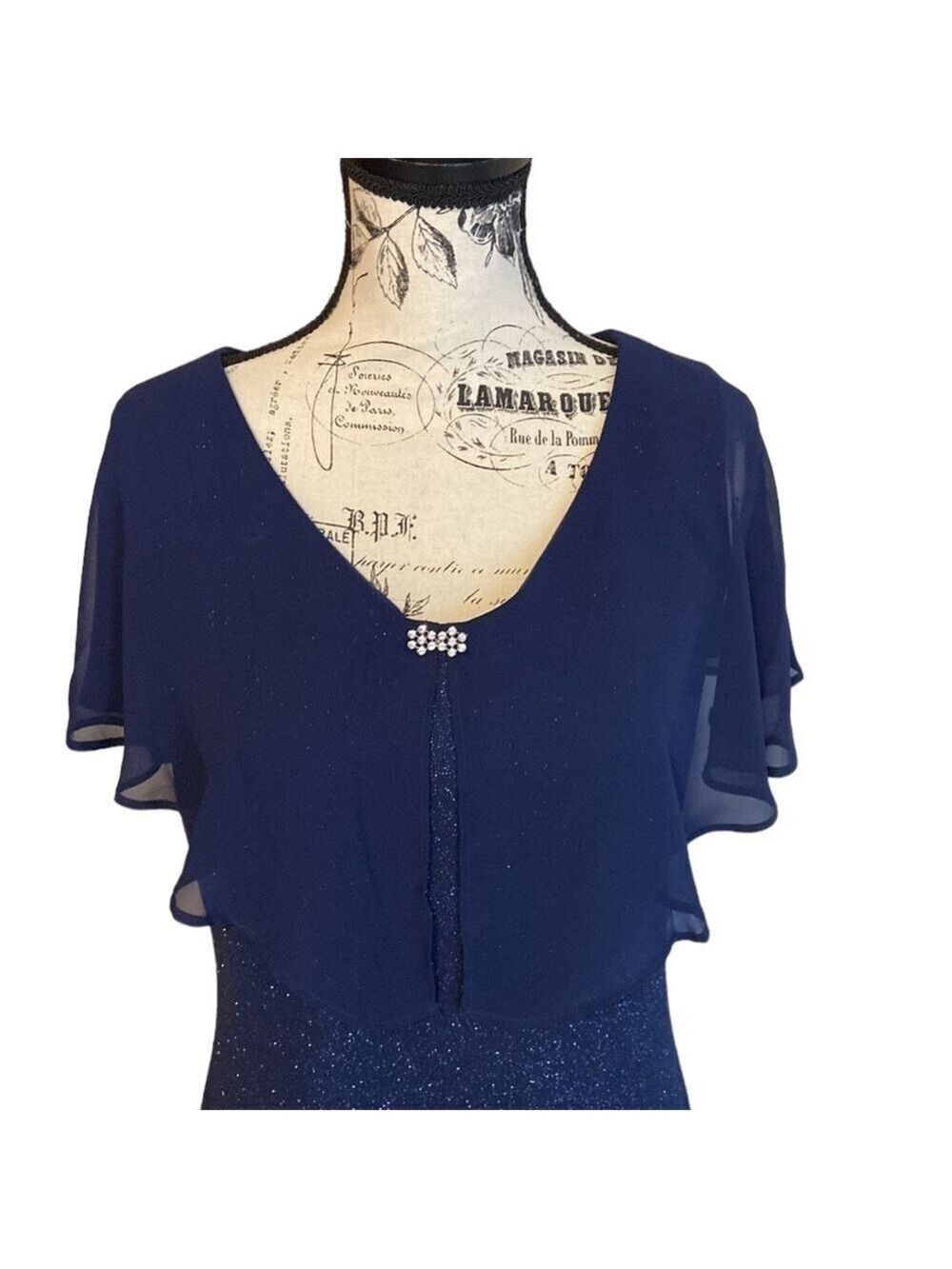 SLNY Sheath Dress Embellished Sparkly Navy Size 8 New - Picture 2 of 5